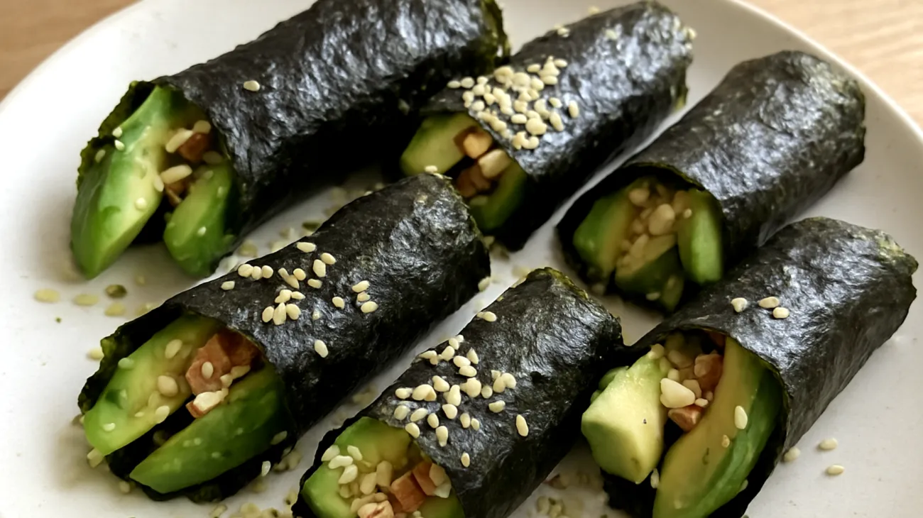 Nori-Mandel-Wraps mit Avocado und Hanfsamen"