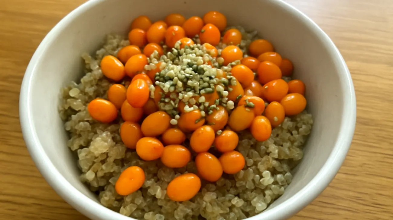 Sanddornbeeren-Quinoa-Bowl mit Hanfsamen"